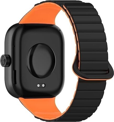 Strap-it Strap-it Bracelet silicone magnétique Xiaomi Smart Band 9 Pro (noir/orange)