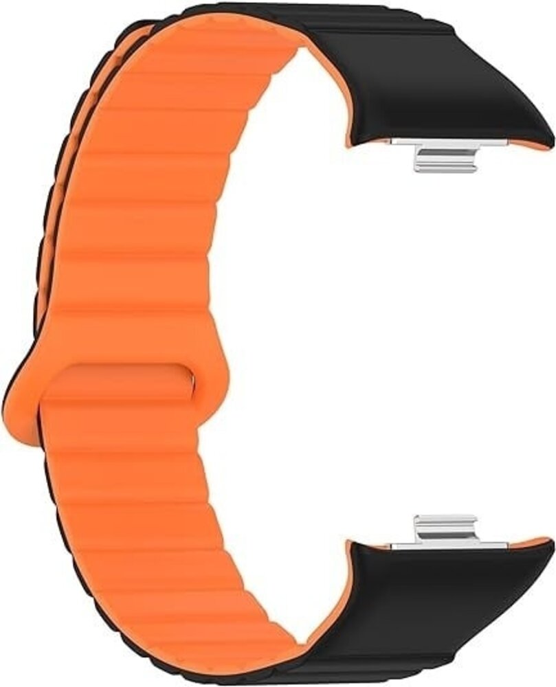 Strap-it Strap-it Bracelet silicone magnétique Xiaomi Smart Band 9 Pro (noir/orange)
