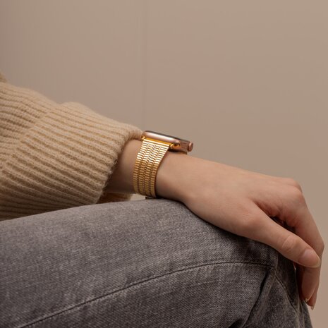 Strap-it Strap-it Bracelet Apple Watch acier inoxydable (or) Strap-it Strap-it Bracelet Apple Watch acier inoxydable (or)