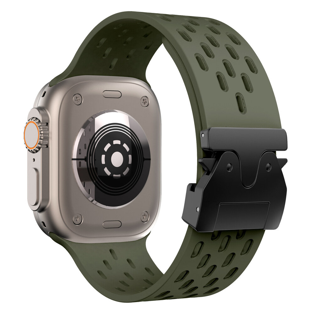 Strap-it Strap-it Bracelet silicone air avec P-buckle pour Apple Watch (vert armée)