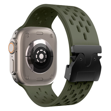 Strap-it Strap-it Bracelet silicone air avec P-buckle pour Apple Watch (vert armée)