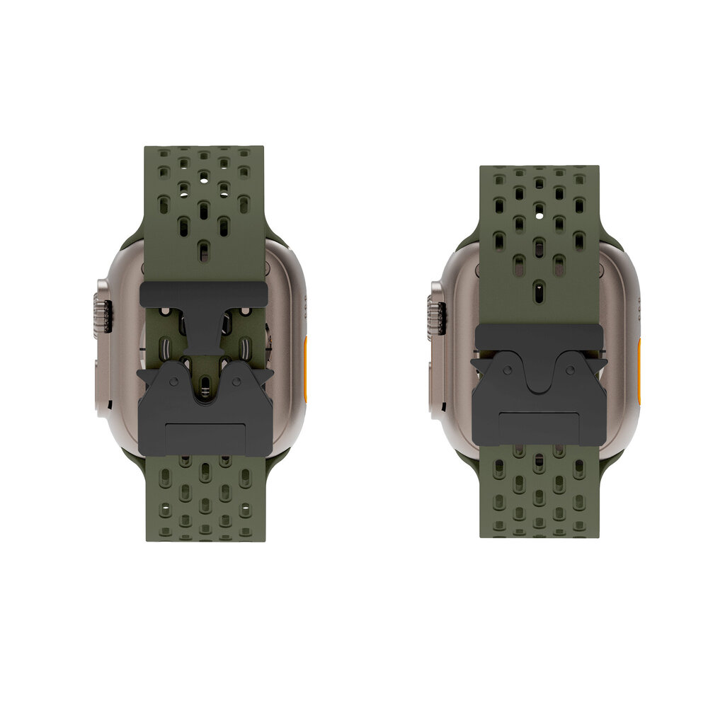 Strap-it Strap-it Bracelet silicone air avec P-buckle pour Apple Watch (vert armée)