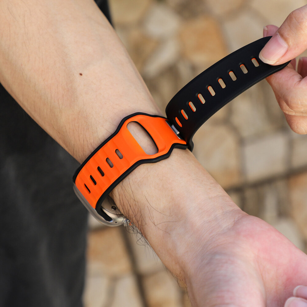 Strap-it Strap-it Bracelet silicone outdoor pour Apple Watch (orange/noir)