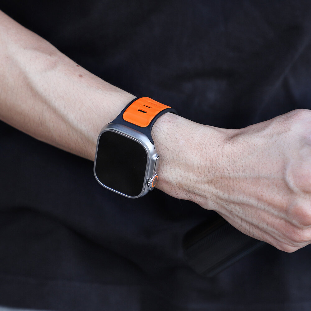 Strap-it Strap-it Bracelet silicone outdoor pour Apple Watch (orange/noir)