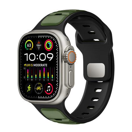 Strap-it Strap-it Bracelet silicone outdoor pour Apple Watch (vert armée/noir)