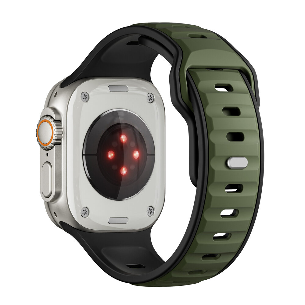 Strap-it Strap-it Bracelet silicone outdoor pour Apple Watch (vert armée/noir)