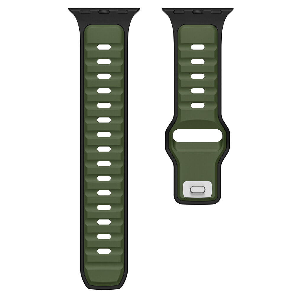 Strap-it Strap-it Bracelet silicone outdoor pour Apple Watch (vert armée/noir)