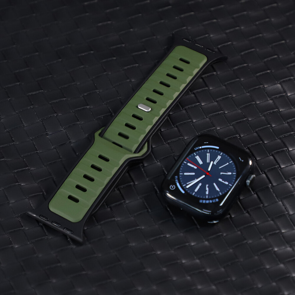 Strap-it Strap-it Bracelet silicone outdoor pour Apple Watch (vert armée/noir)