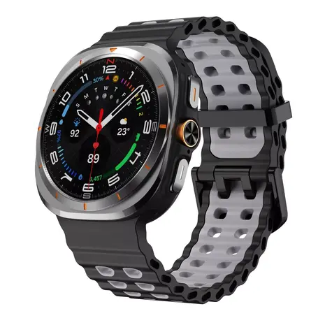 Strap-it Strap-it Bracelet silicone Wave Samsung Galaxy Watch Ultra (noir/gris)