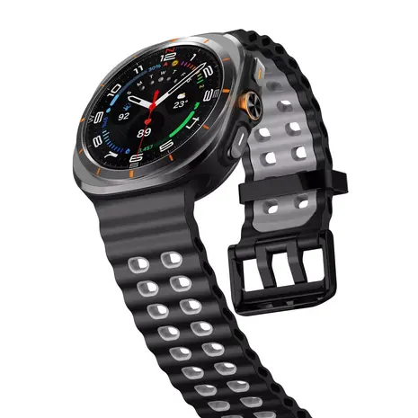 Strap-it Strap-it Bracelet silicone Wave Samsung Galaxy Watch Ultra (noir/gris)