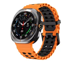 Strap-it Bracelet silicone Wave Samsung Galaxy Watch Ultra (orange/noir)