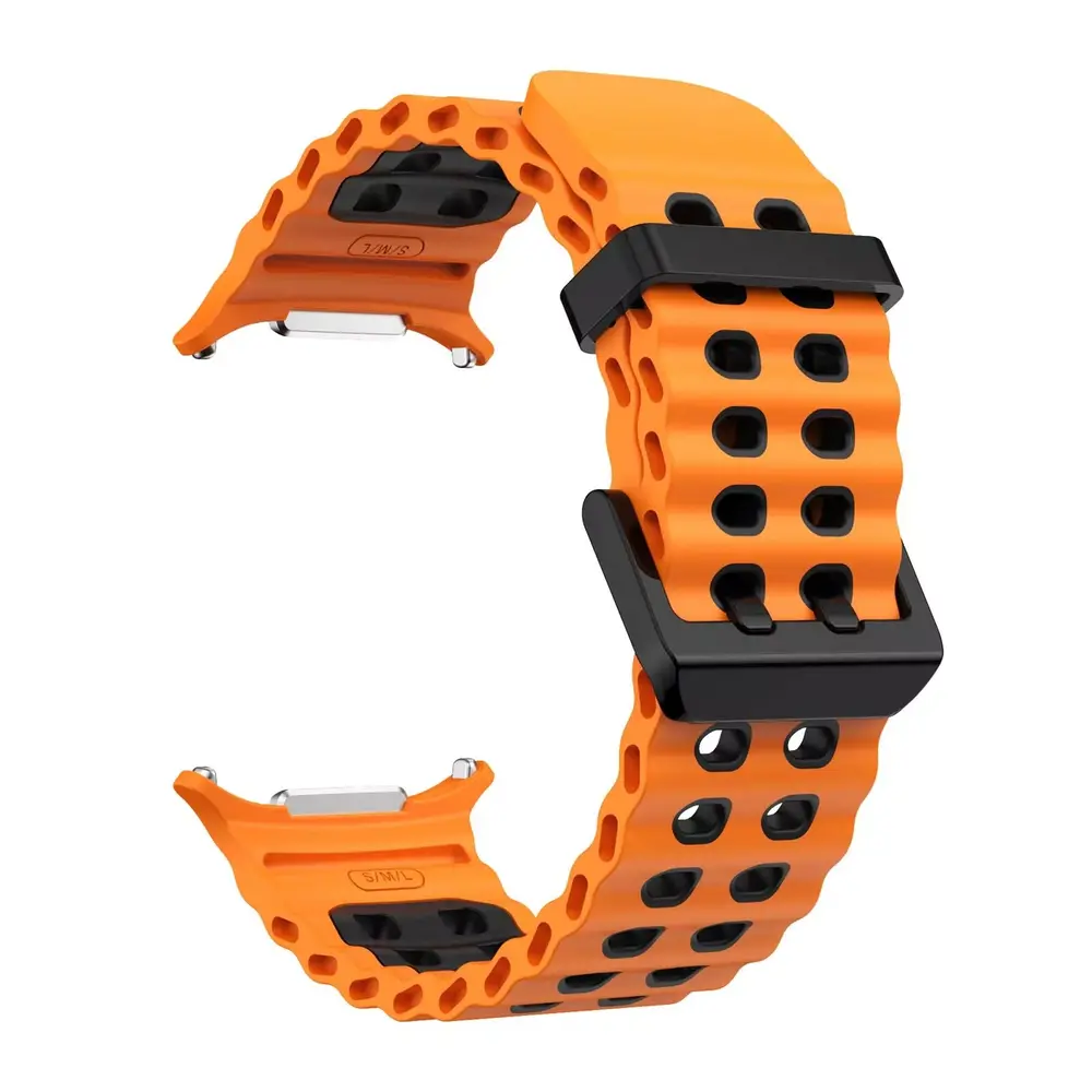 Strap-it Strap-it Bracelet silicone Wave Samsung Galaxy Watch Ultra (orange/noir)