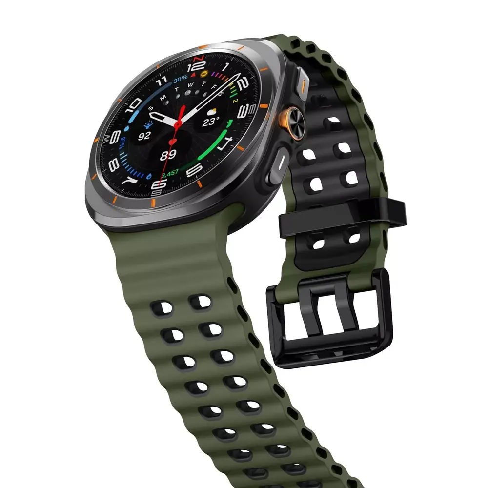 Strap-it Strap-it Bracelet silicone Wave Samsung Galaxy Watch Ultra (vert/noir)