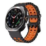 Strap-it Bracelet silicone Wave Samsung Galaxy Watch Ultra (noir/orange)