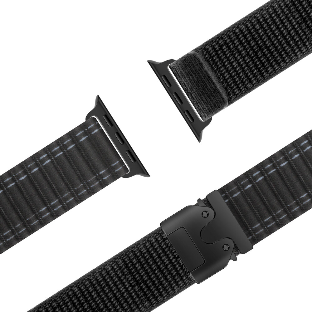 Bandz Bandz Bracelet nylon 'Deluxe' avec P-buckle Apple Watch (noir)
