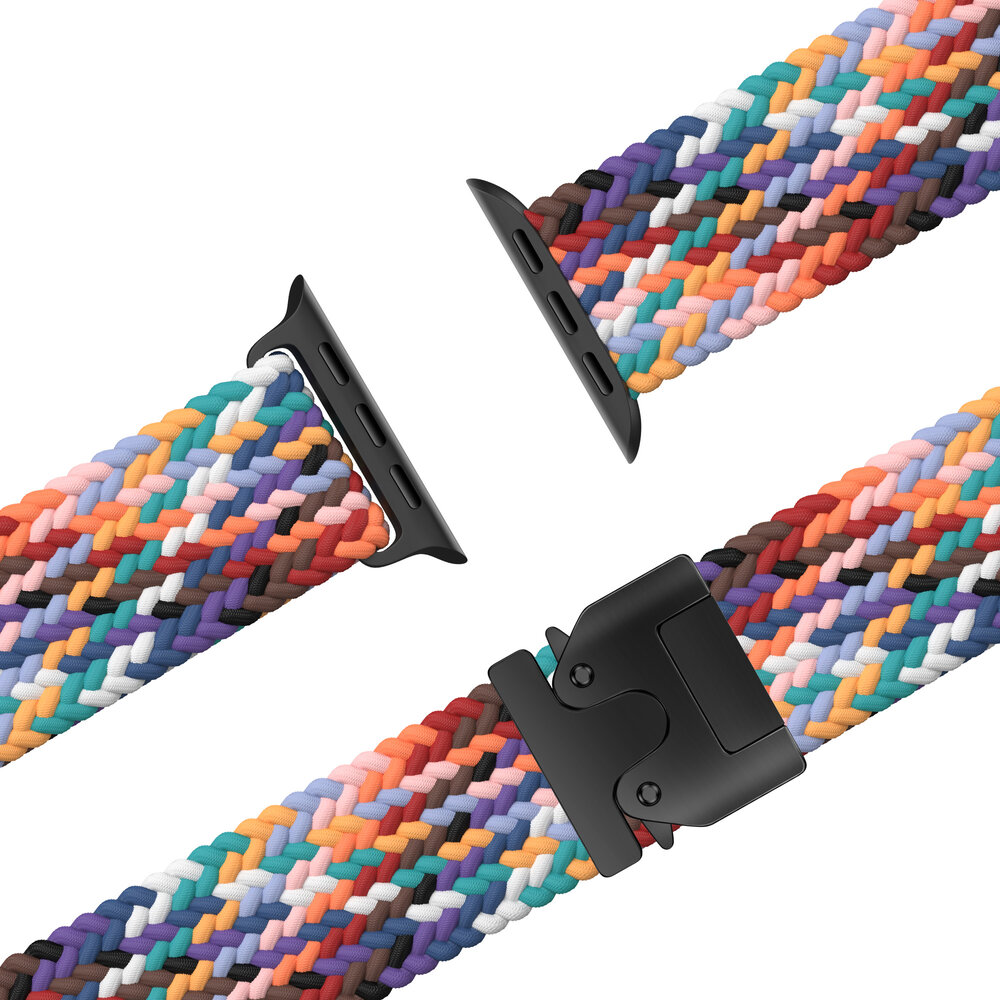 Bandz Bandz Bracelet nylon tressée avec P-buckle Apple Watch (arc-en-ciel)