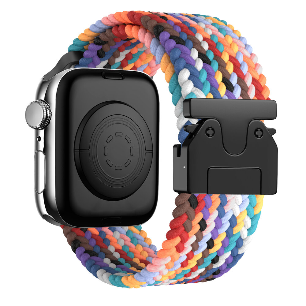 Bandz Bandz Bracelet nylon tressée avec P-buckle Apple Watch (arc-en-ciel)