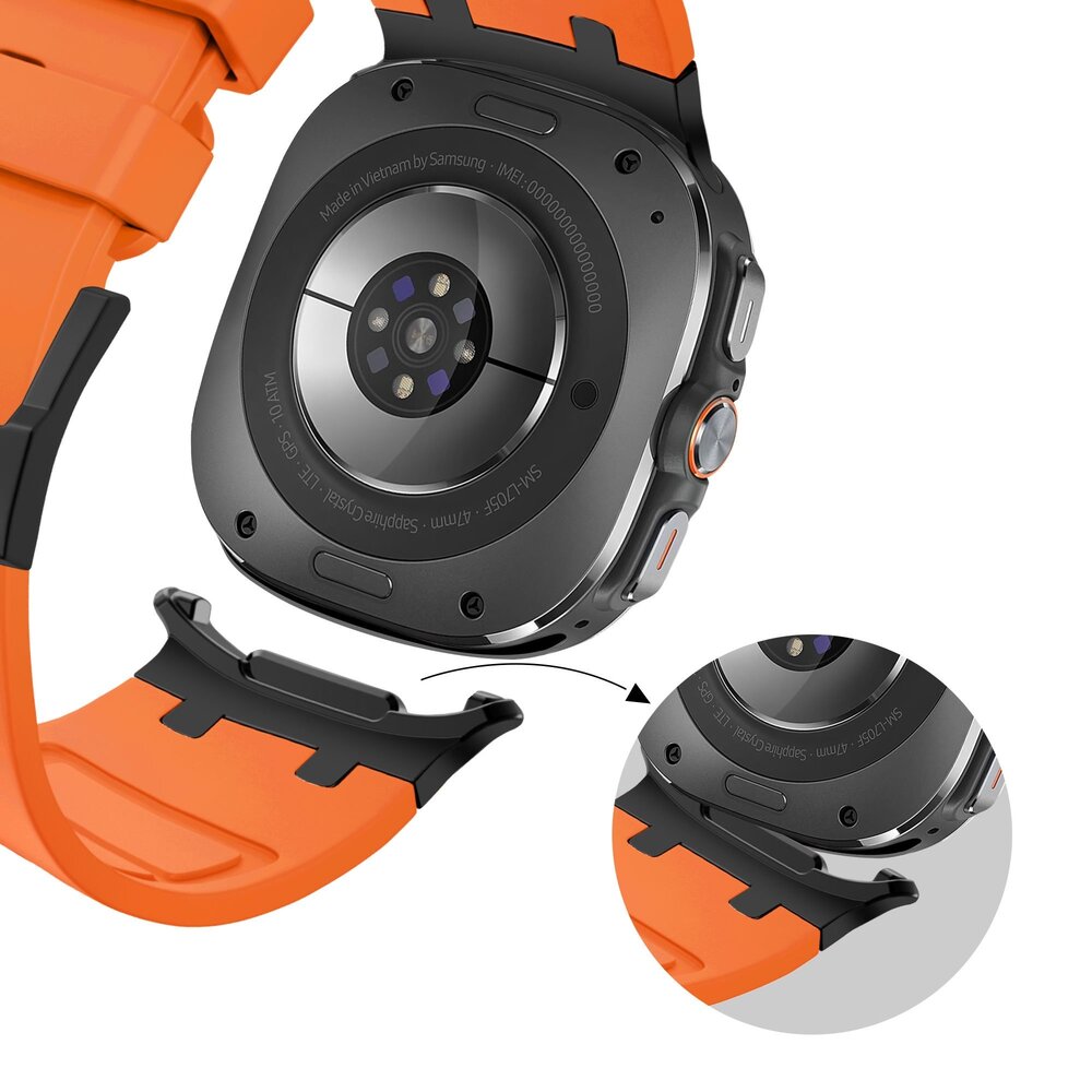 Bandz Bandz Bracelet silicone 'Luxe Liquid' Samsung Galaxy Watch Ultra (orange avec noir)