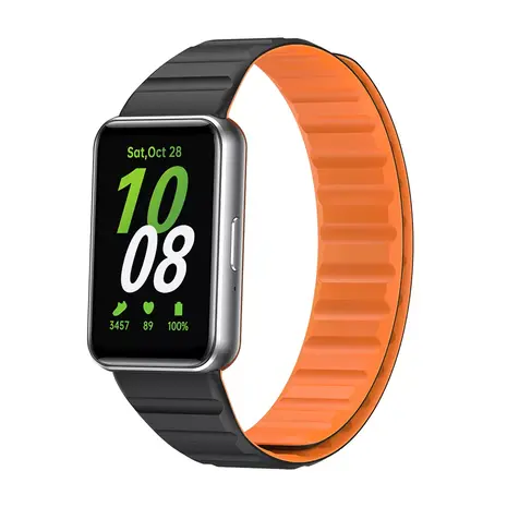 Strap-it Strap-it Bracelet silicone magnétique Samsung Galaxy Fit 3 (noir/orange)