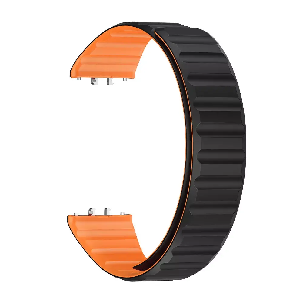 Strap-it Strap-it Bracelet silicone magnétique Samsung Galaxy Fit 3 (noir/orange)
