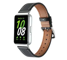 Strap-it Bracelet cuir Samsung Galaxy Fit 3 (noir)