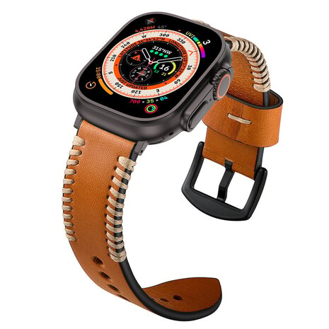 Strap-it Strap-it Bracelet en cuir cousu Apple Watch (brun) Strap-it Strap-it Bracelet en cuir cousu Apple Watch (brun)