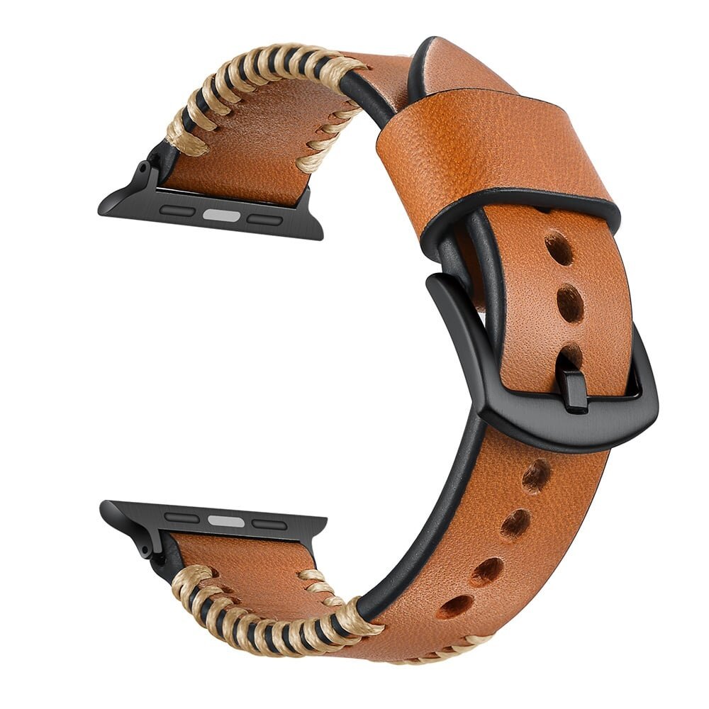 Strap-it Strap-it Bracelet en cuir cousu Apple Watch (brun) Strap-it Strap-it Bracelet en cuir cousu Apple Watch (brun)