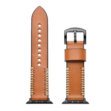 Strap-it Strap-it Bracelet en cuir cousu Apple Watch (brun) Strap-it Strap-it Bracelet en cuir cousu Apple Watch (brun)