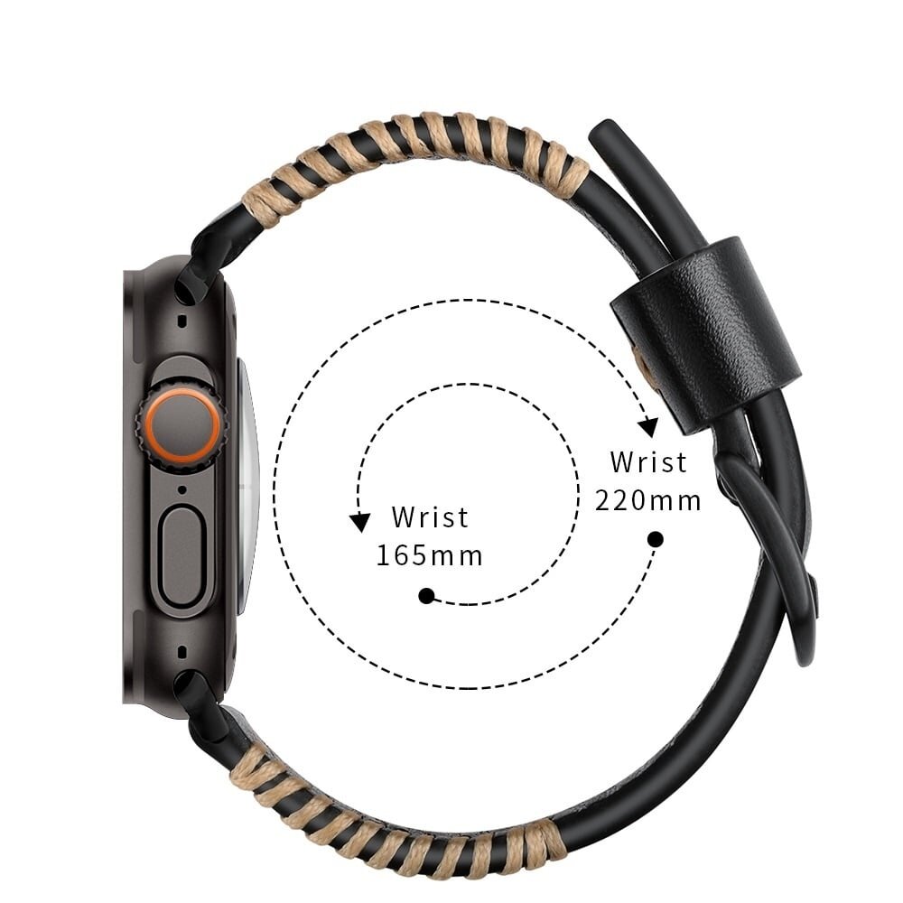 Strap-it Strap-it Bracelet en cuir cousu Apple Watch (noir)