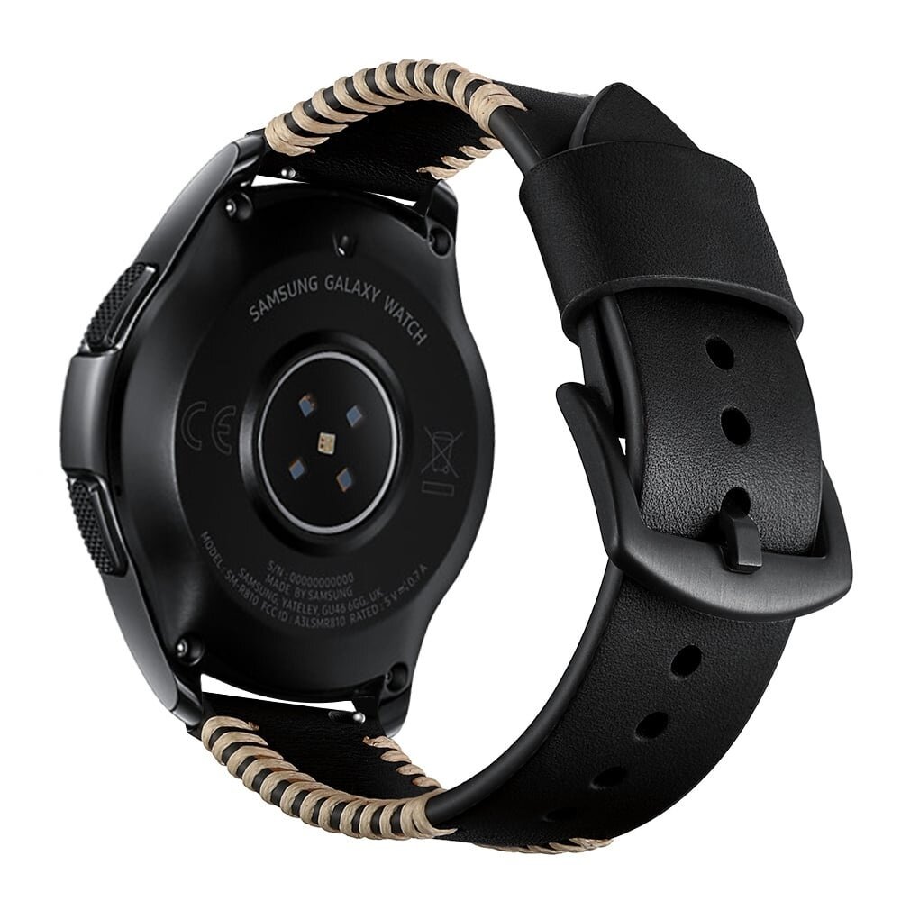 Strap-it Strap-it Bracelet en cuir cousu Samsung Galaxy Watch 7 - 44mm (noir)