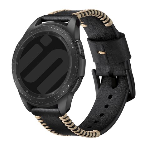 Strap-it Strap-it Bracelet en cuir cousu Samsung Galaxy Watch 6 Classic 47mm (noir) Strap-it Strap-it Bracelet en cuir cousu Samsung Galaxy Watch 6 Classic 47mm (noir)