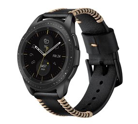 Strap-it Bracelet en cuir cousu Samsung Galaxy Watch 42mm (noir)