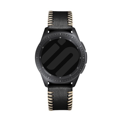 Strap-it Strap-it Bracelet en cuir cousu Samsung Galaxy Watch 46mm (noir)