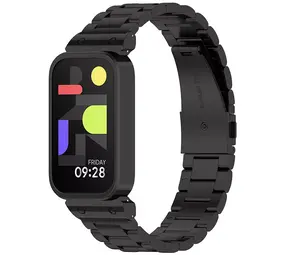 Strap-it Bracelet acier Xiaomi Smart Band 9 Active (noir)