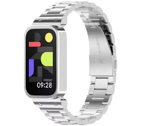 Strap-it Bracelet acier Xiaomi Smart Band 9 Active (argent)