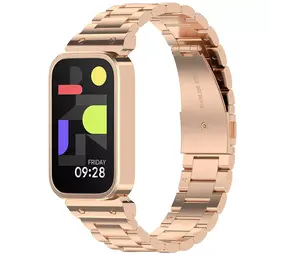 Strap-it Bracelet acier Xiaomi Smart Band 9 Active (or rose)