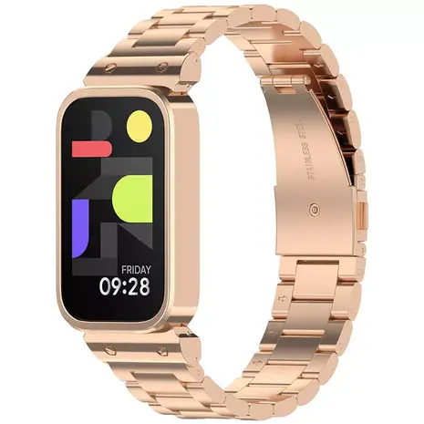 Strap-it Strap-it Bracelet acier Xiaomi Smart Band 9 Active (or rose)