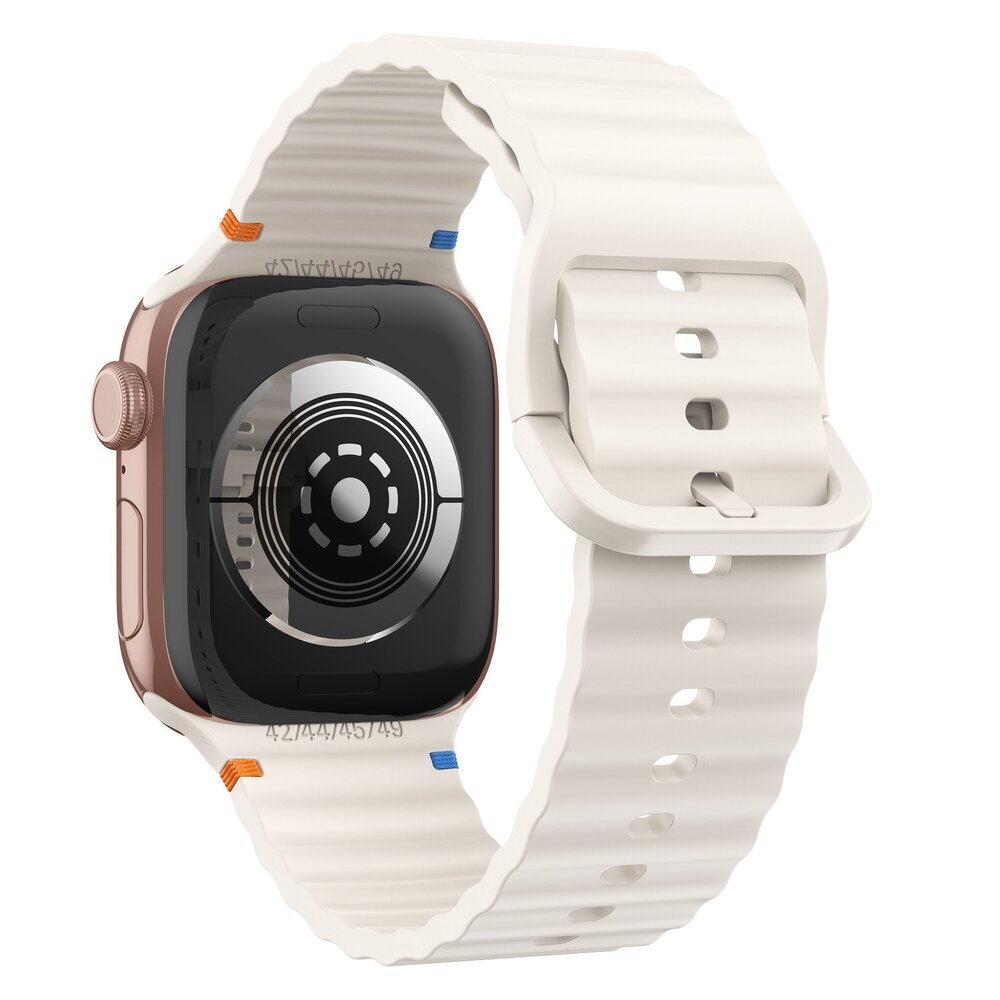 Strap-it Strap-it Bracelet Silicone Wave Apple Watch (lumière stellaire)