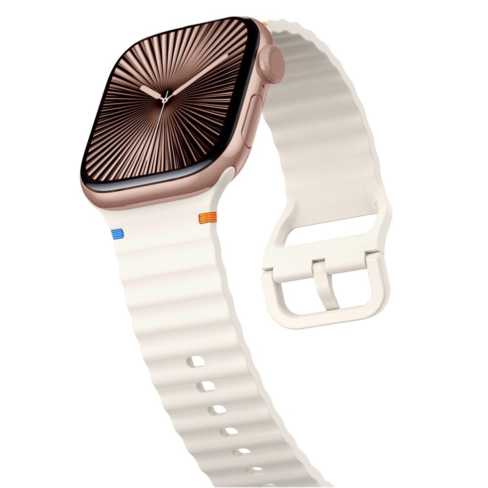 Strap-it Strap-it Bracelet Silicone Wave Apple Watch (lumière stellaire)