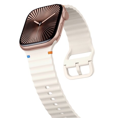 Strap-it Strap-it Bracelet Silicone Wave Apple Watch (lumière stellaire)