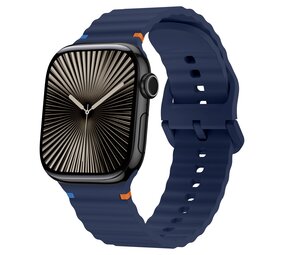 Strap-it Bracelet Silicone Wave Apple Watch (bleu foncé)