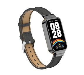 Strap-it Bracelet cuir Xiaomi Smart Band 9 Active (noir)