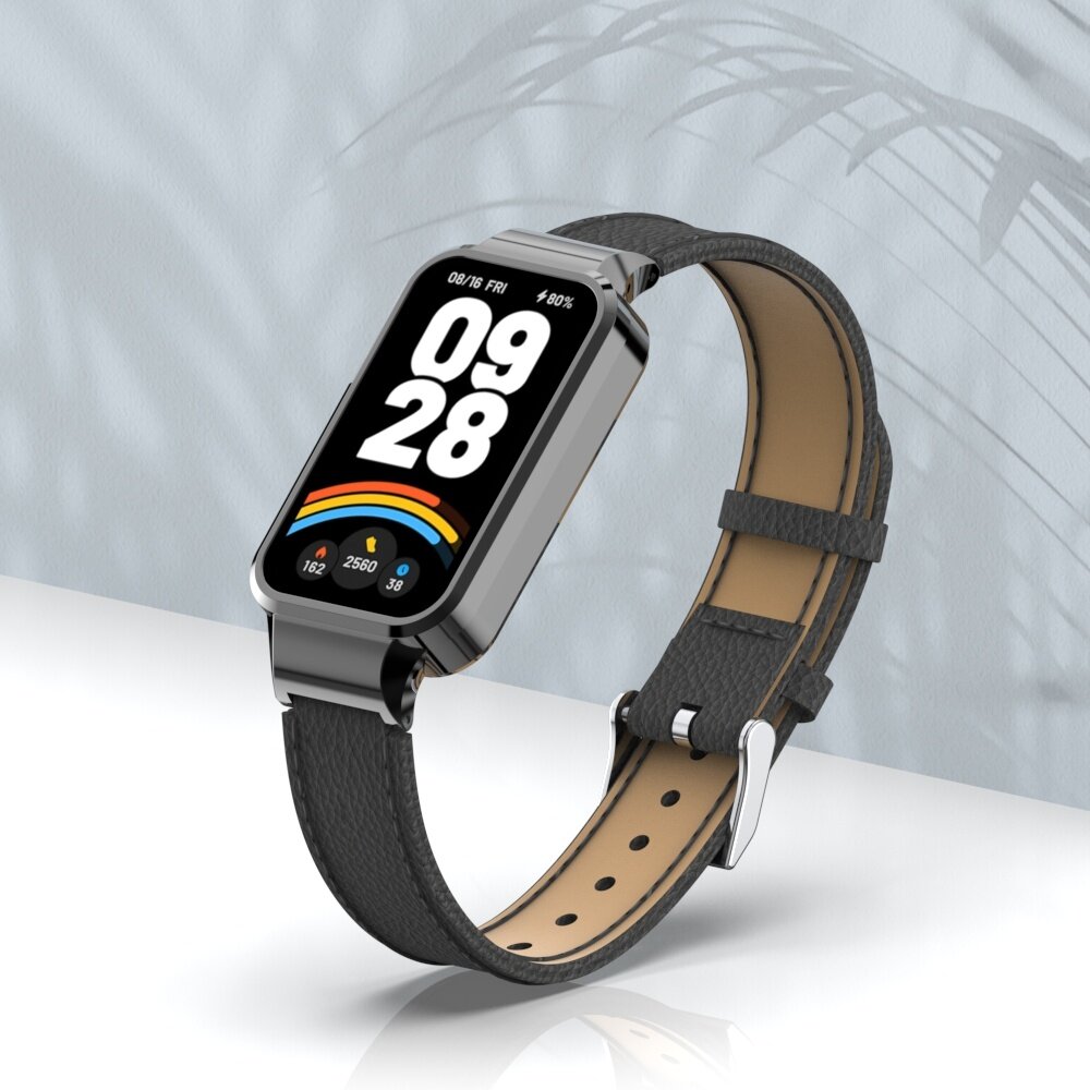 Strap-it Strap-it Bracelet cuir Xiaomi Smart Band 9 Active (noir)