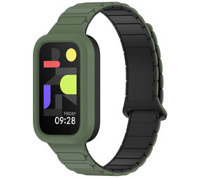 Strap-it Bracelet silicone magnétique Xiaomi Smart Band 9 Active (vert armée)