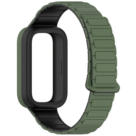 Strap-it Strap-it Bracelet silicone magnétique Xiaomi Smart Band 9 Active (vert armée)