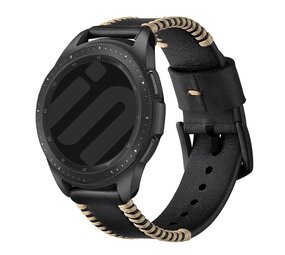 Strap-it Bracelet en cuir cousu Amazfit Active 2 (noir)
