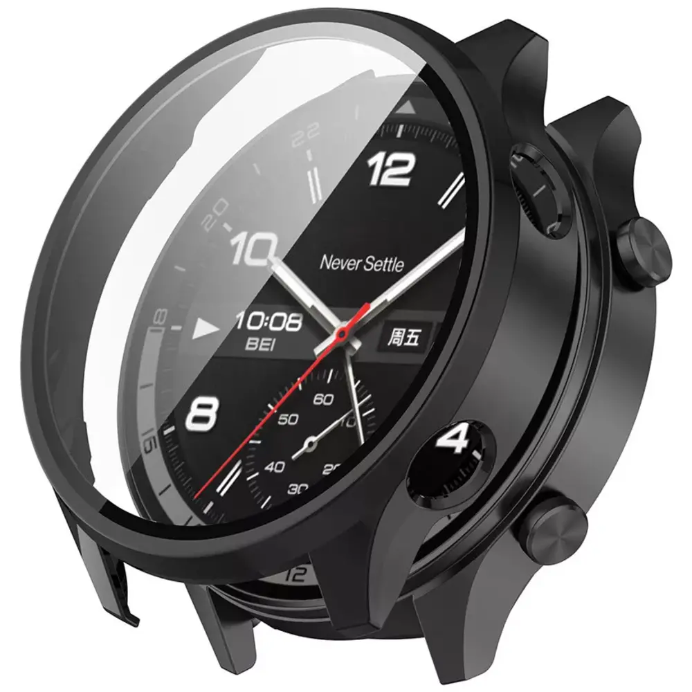 Strap-it Strap-it Coque rigide avec verre OnePlus Watch 2R (noir)