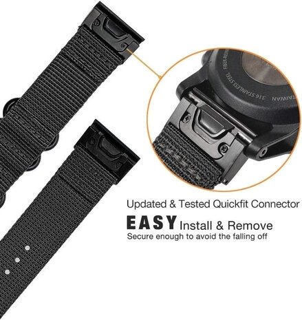 Strap-it Strap-it Bracelet nylon á boucle Garmin Instinct 3 - 50mm (noir) Strap-it Strap-it Bracelet nylon á boucle Garmin Instinct 3 - 50mm (noir)