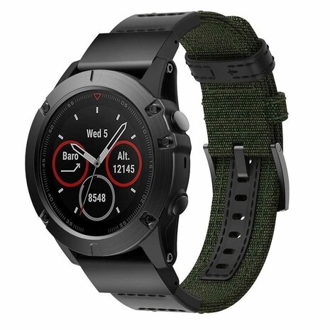 Strap-it Strap-it Bracelet nylon hybride Garmin Instinct E - 45mm (vert armée)