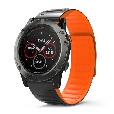 Strap-it Strap-it Bracelet magnétique Garmin Instinct E - 45mm (noir/orange)